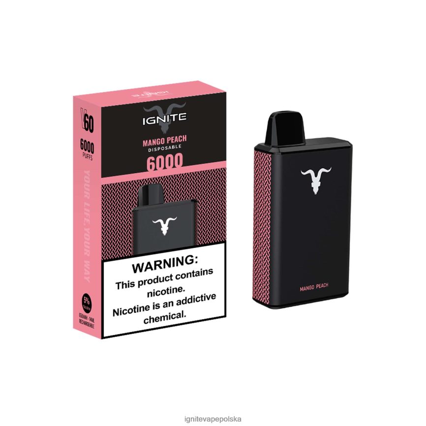 Ignite Vape Opinie | IGNITE V60 długopis do waporyzacji mango brzoskwinia 0648NZ34